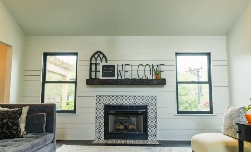 Navy and White Farmhouse Flair Kitchen,Living Room near Belleville Michigan